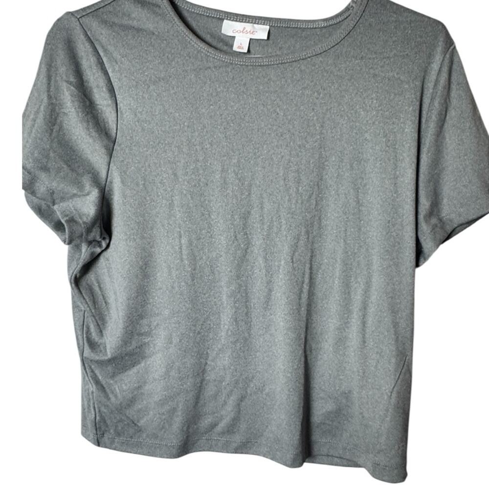 Colsie Women's Heather Gray Short Sleeve  Sleep Crop Tee Sz L NWT
